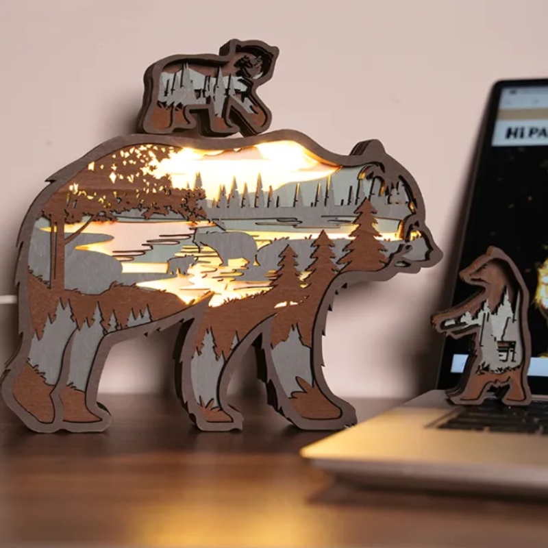 3d ไม้หมีขั้วโลกเครื่องประดับสัตว์